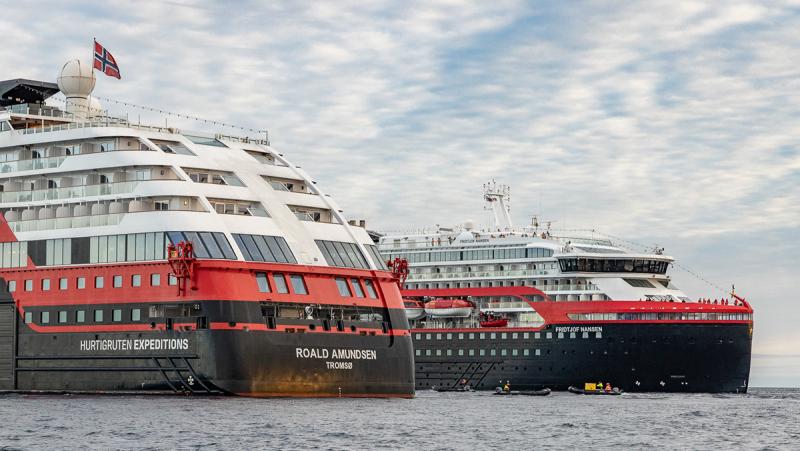 HX Expeditions hybrid battery ship in Antarctic waters