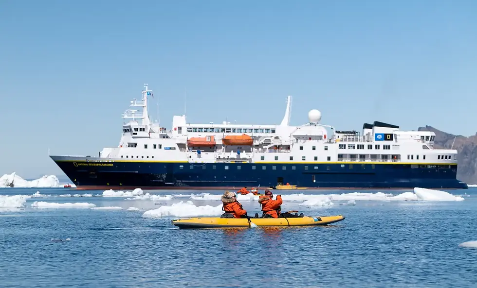 Lindblad National Geographic expedition ship with naturalists observing wildlife