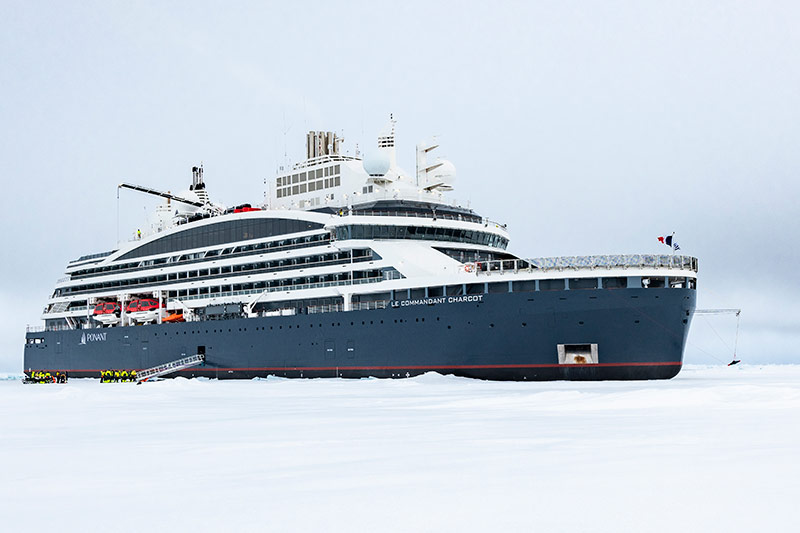 Ponant luxury expedition yacht in Antarctic waters
