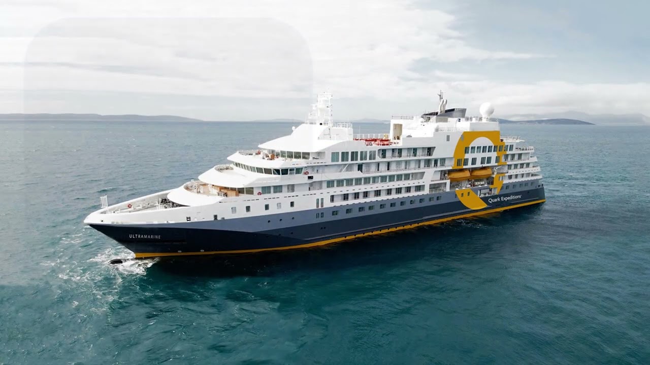 Quark Expeditions Ultramarine with helicopter in Antarctic waters